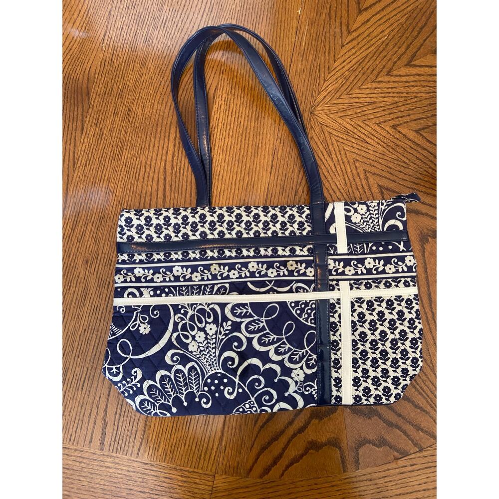 Vera Bradley Navy/White Floral Print Tote